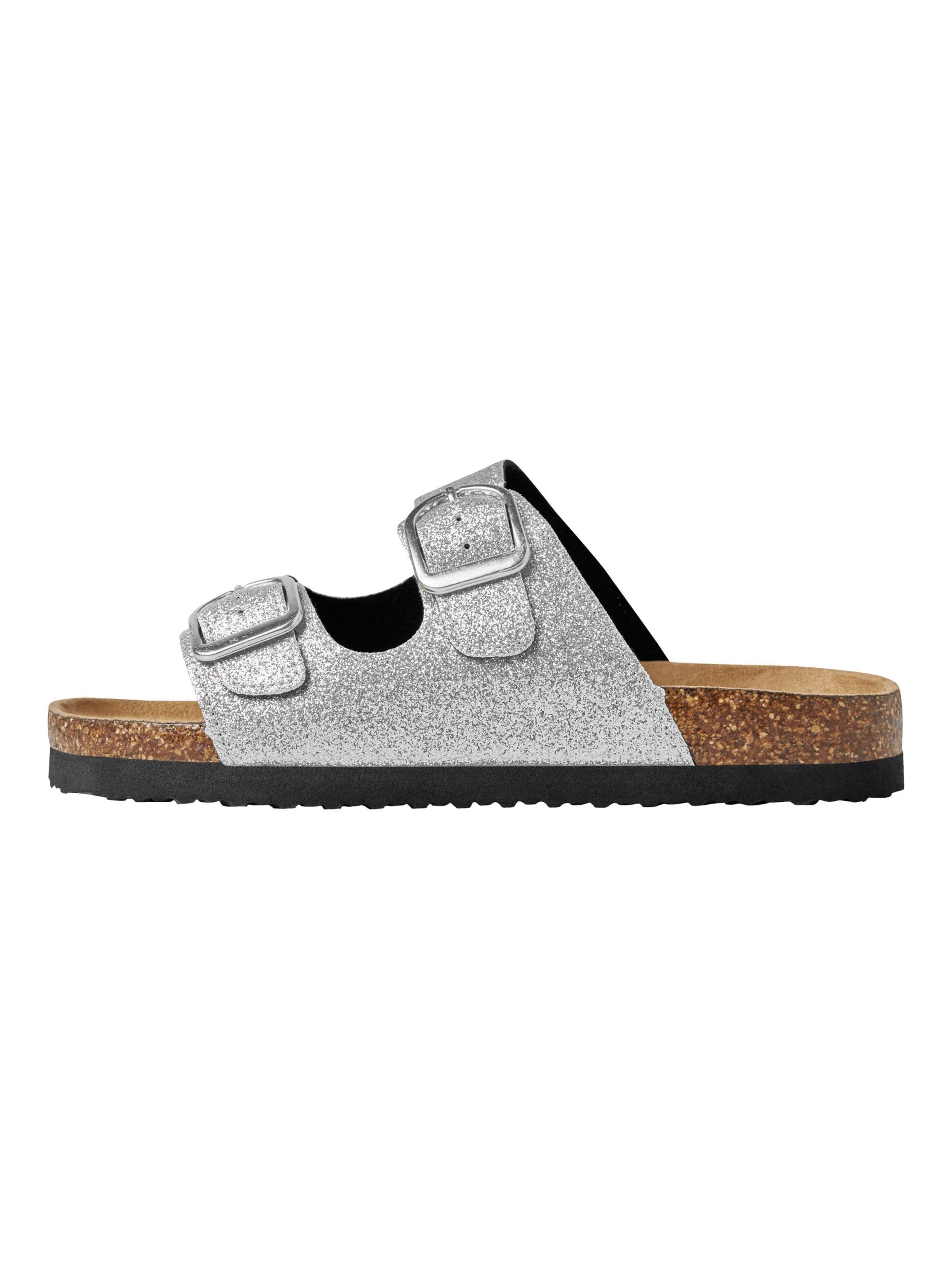 NAME IT Sandaler 'Floral' i sølv: forside