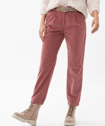 BRAX Pleat-Front Pants 'Maron' in Brown: front