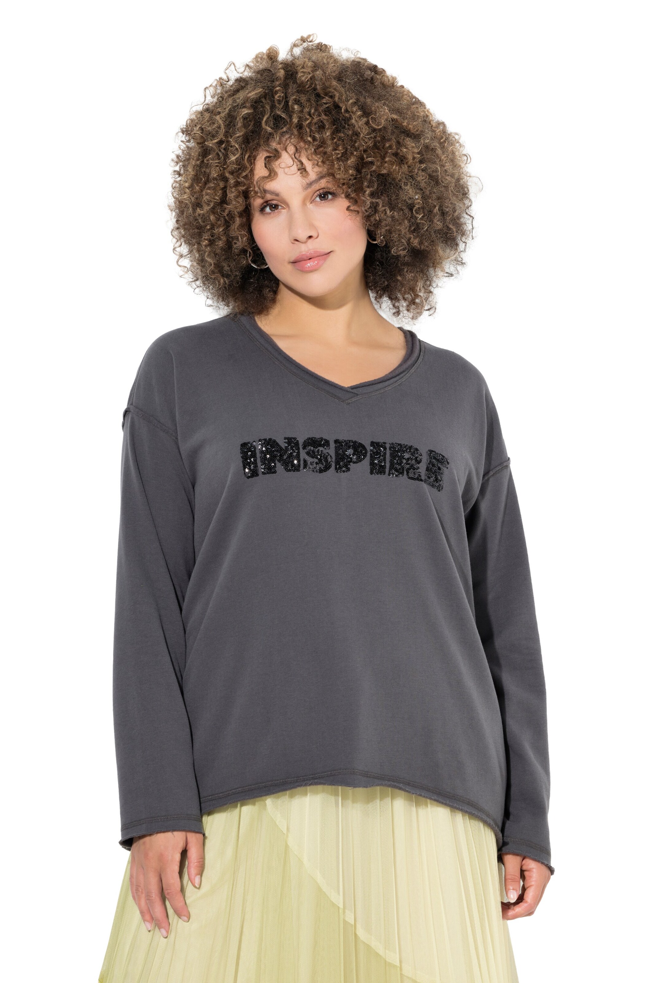 Ulla Popken Sweatshirt in Grijs: voorkant