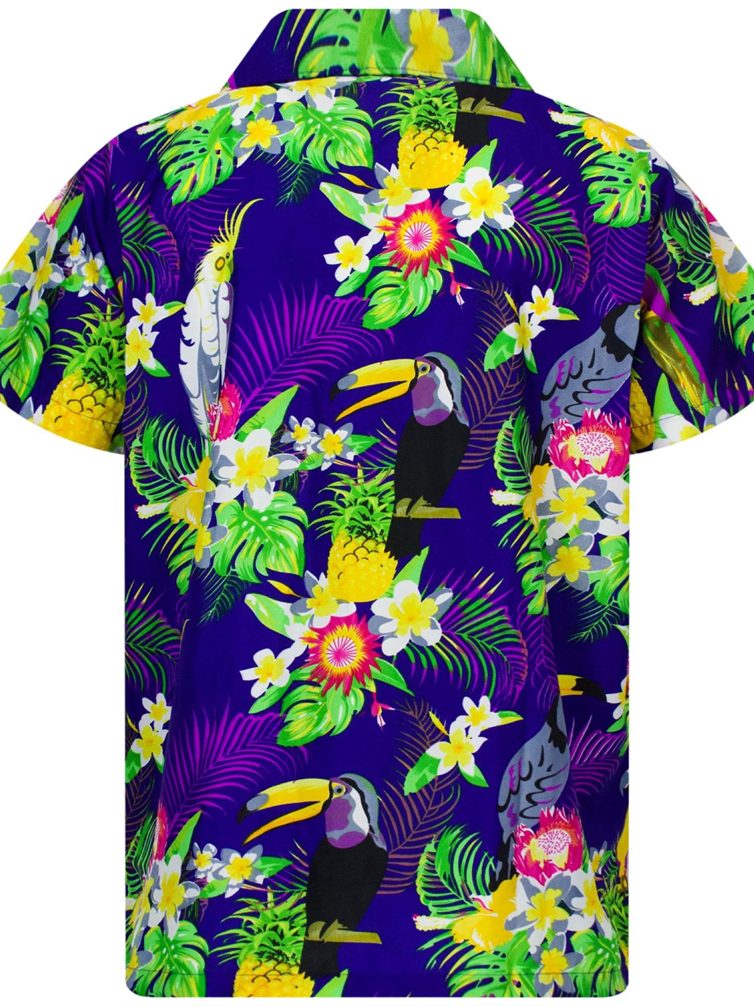 King Kameha Shirt 'Parrot Cockatoo' in Blau