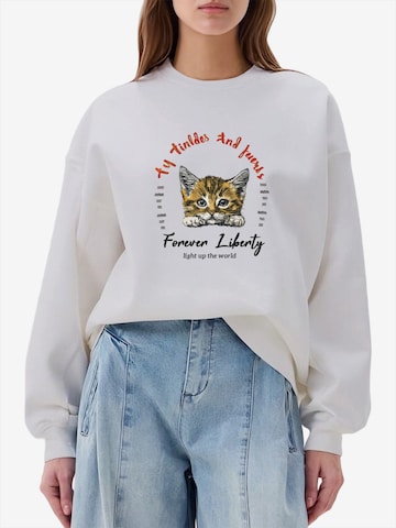 GORHEY - Sudadera 'Women's Crew Neck Sweatshirt with Cat Print & Fleece Lining for Autumn/Winter' en blanco: frente