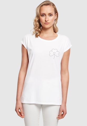 Merchcode Majica 'Spring - Leaf Clover Flower' | bela barva: sprednja stran
