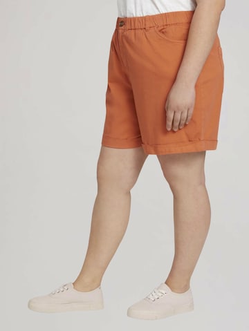Tom Tailor Women + Loosefit Kalhoty – oranžová