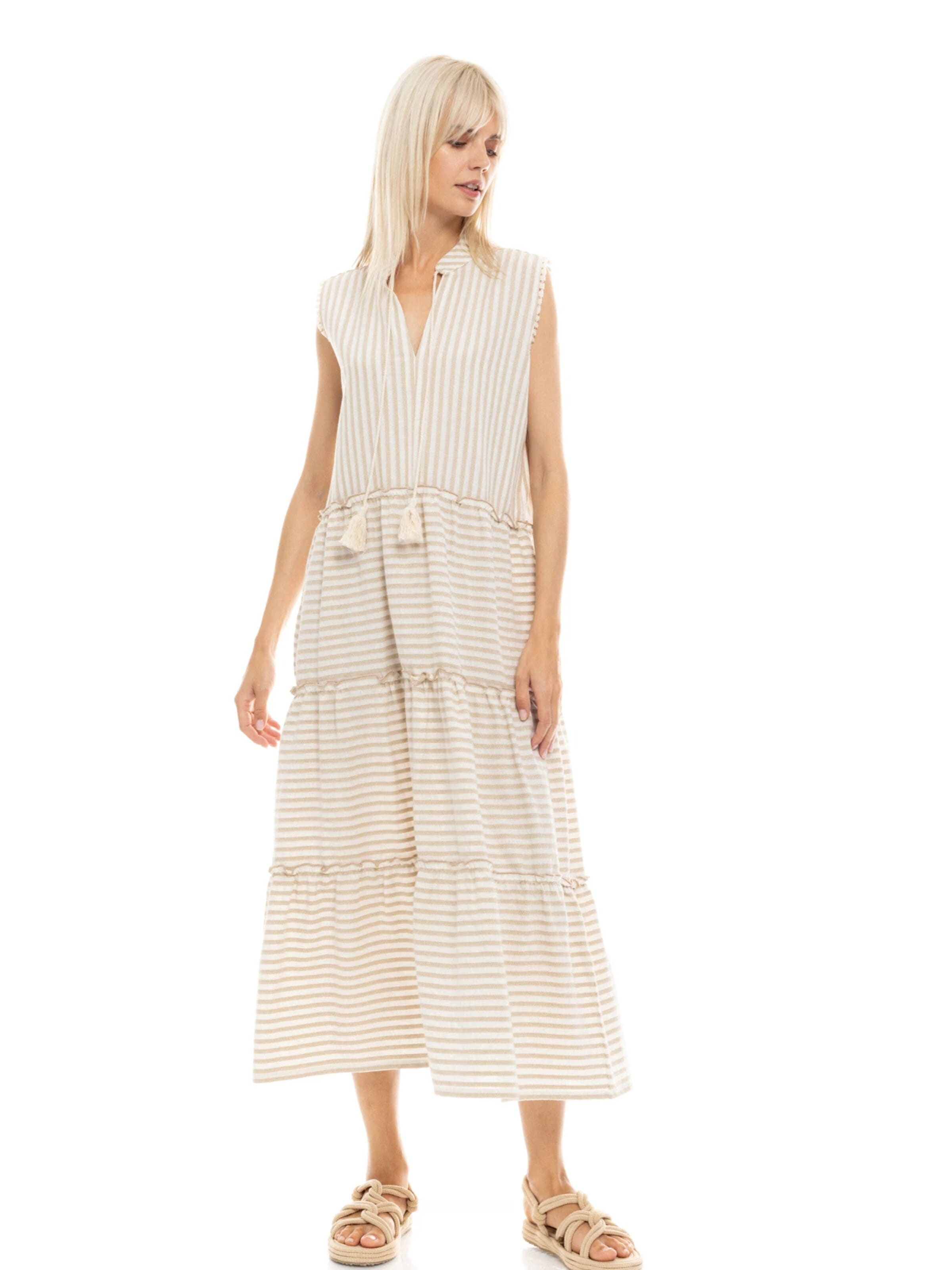 Robe Pink Label en beige : devant