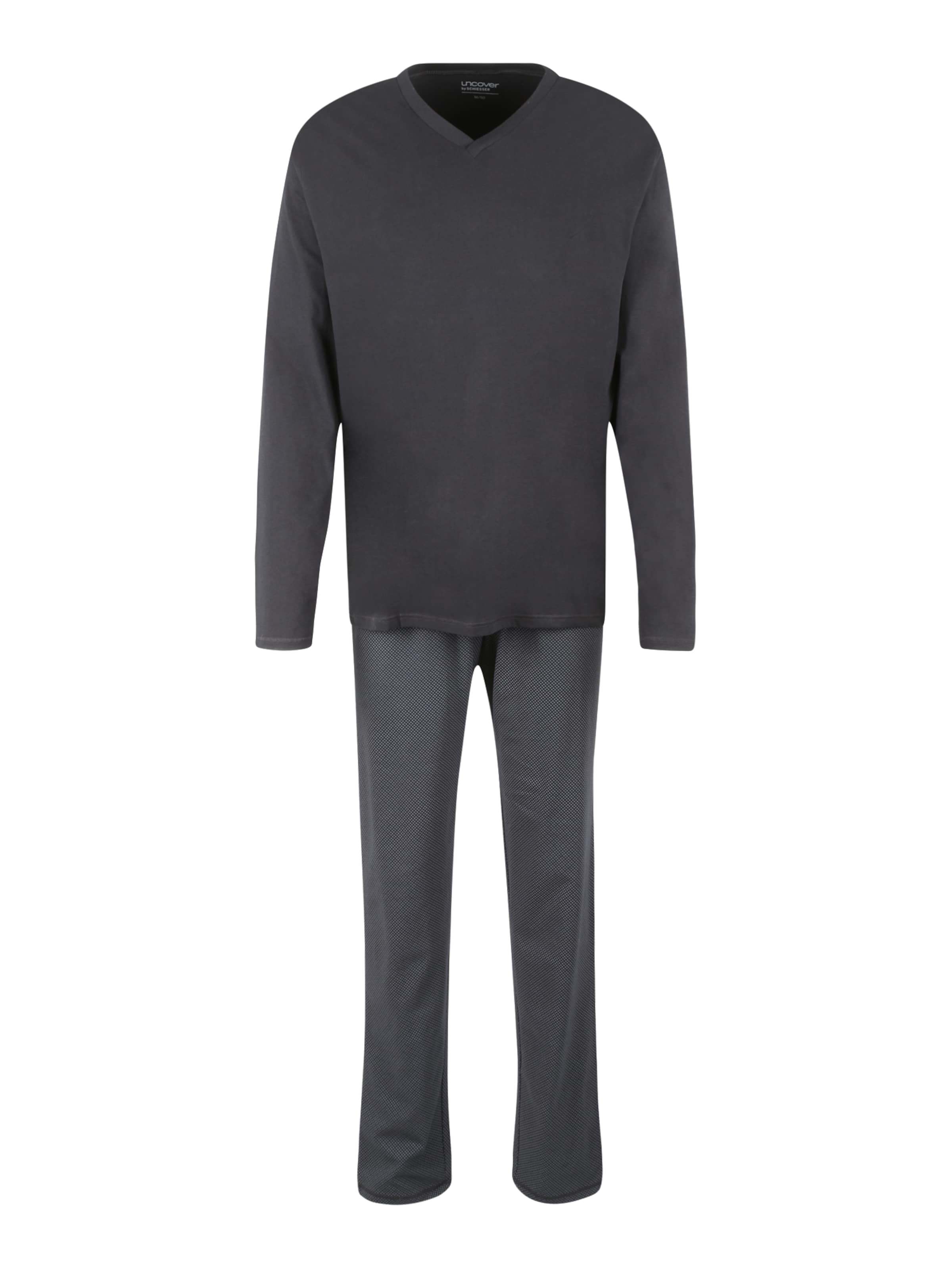 uncover by SCHIESSER Schlafanzug 'UNCOVER Night' in Grau: Vorderseite