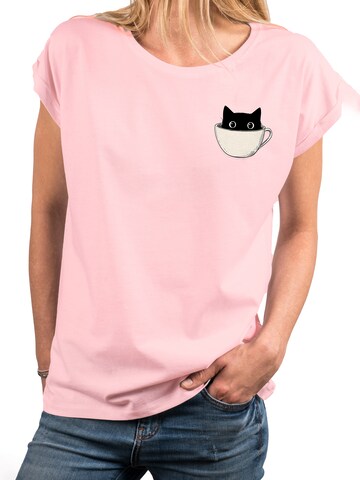 MAKAYA Shirt 'Cup Cat' in Pink