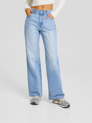 Bershka Wide leg Jeans in Blauw: voorkant