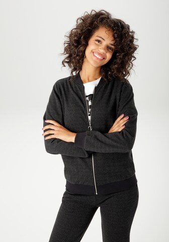 Aniston CASUAL Zip-Up Hoodie in Black: front