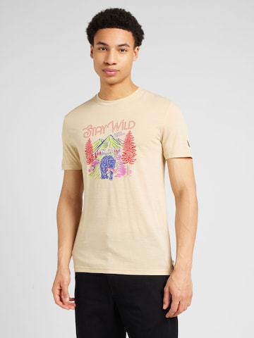 T-Shirt fonctionnel 'BETTER A FISH THAN ME' super.natural en beige : devant