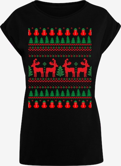 F4NT4STIC Shirt 'Christmas Reindeers Weihnachten Muster' in grün / rot / schwarz, Produktansicht