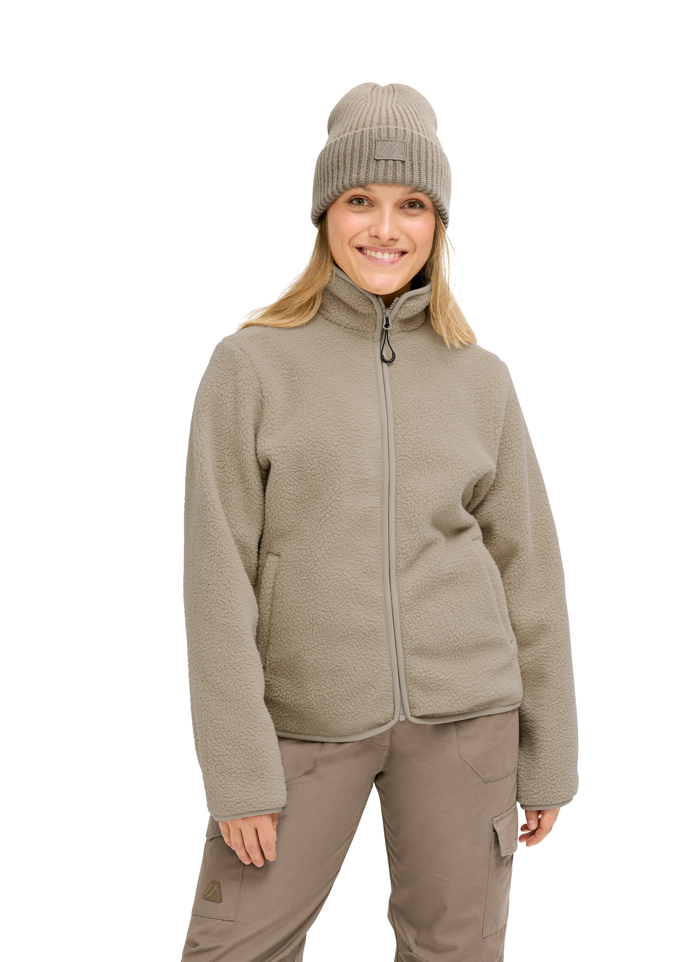 Maier Sports Fleece Jacket in Beige: front