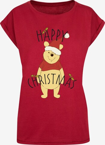 ABSOLUTE CULT Shirt 'Winnie The Pooh - Happy Christmas Holly' in Red: front