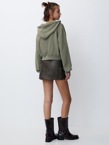 Pull&Bear Zip-Up Hoodie in Green