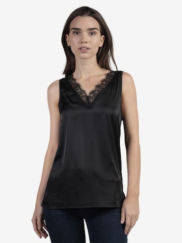 admas - Top 'Camiseta Sin Mangas Satin Lace para Mujer' en negro: frente