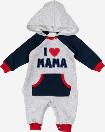 Baby Sweets Overall 'I love Mama & Papa' in Grijs: voorkant
