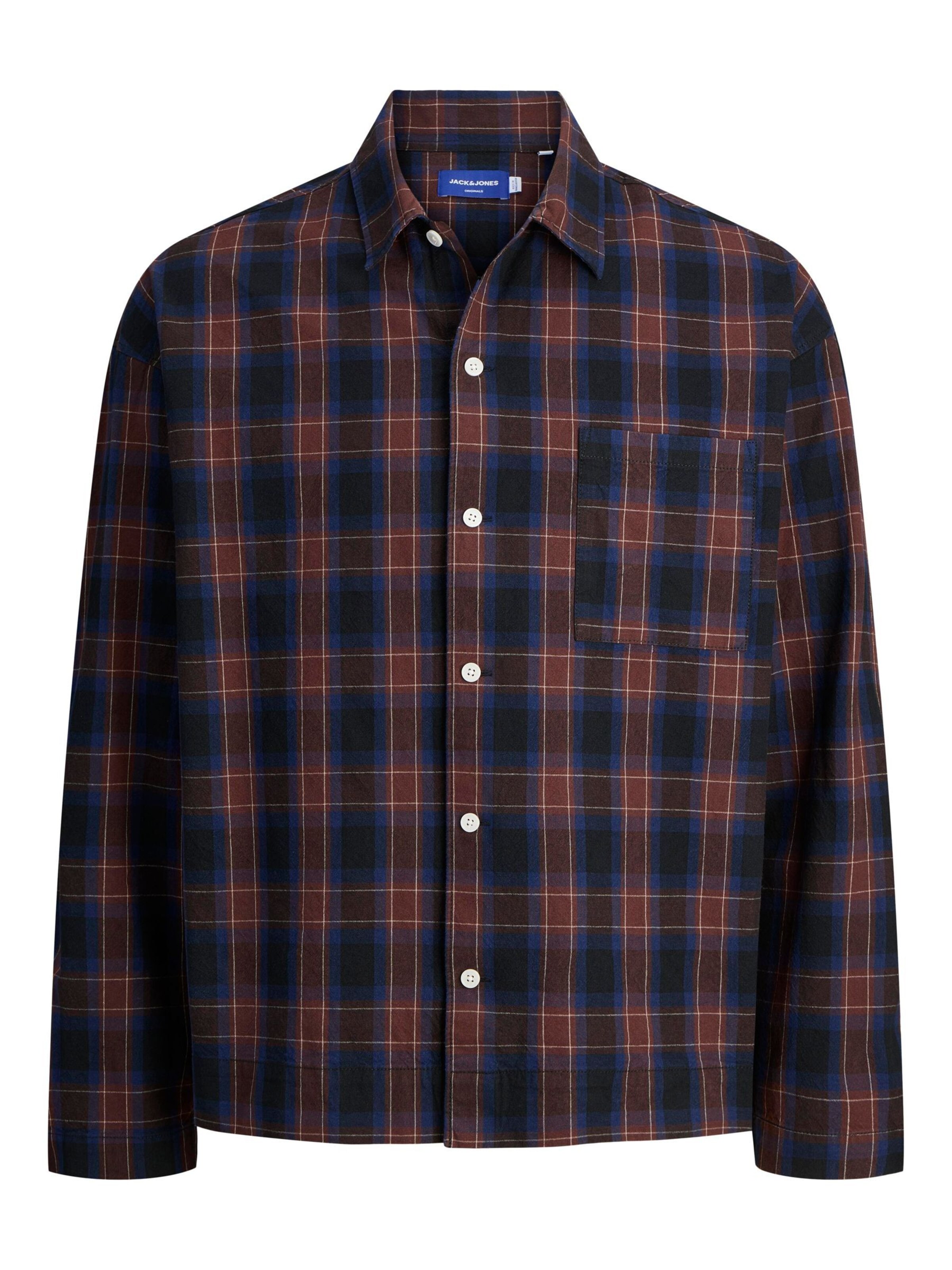 JACK & JONES Skjorte i navy / bordeaux, Produktvisning