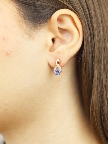 Orecchini 'Ohrhänger aus 375 Gelbgold mit Diamant mit Tansanit' di DIAMANT LETERNEL in colori misti: frontale