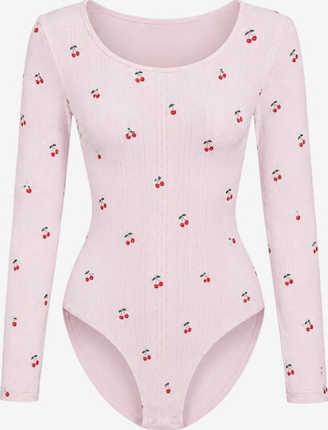 cfab - Body moldeador 'Longsleeve Bodysuit Sculpting Shapewear with Briefs' en rosa: frente