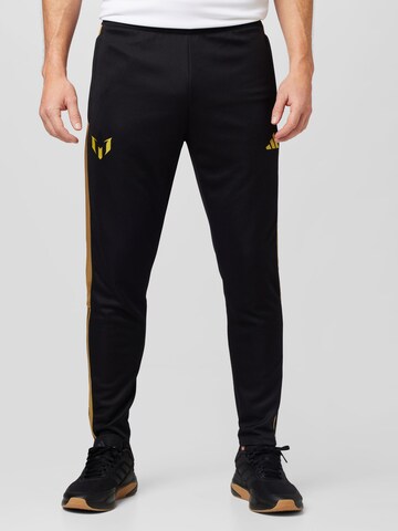 ADIDAS PERFORMANCE Slimfit Sportbyxa 'Messi X ' i svart: framsida