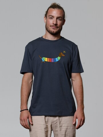 Watapparel Shirt 'Regenbogen Dackel' in Grey: front