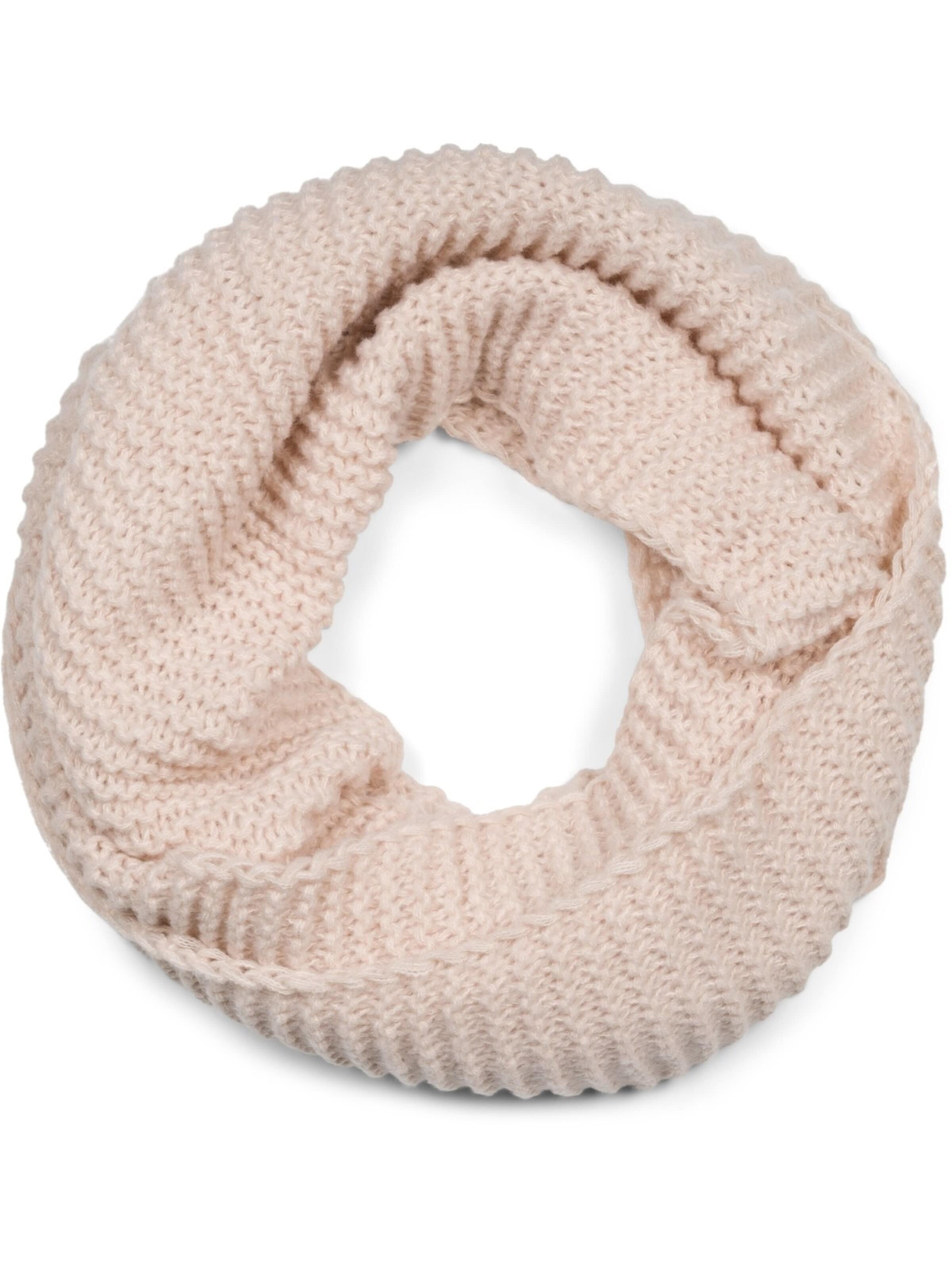 styleBREAKER Schlauchschal 'Strick Loop Wellenmuster'‌‌‌‌ in Beige: Vorderseite