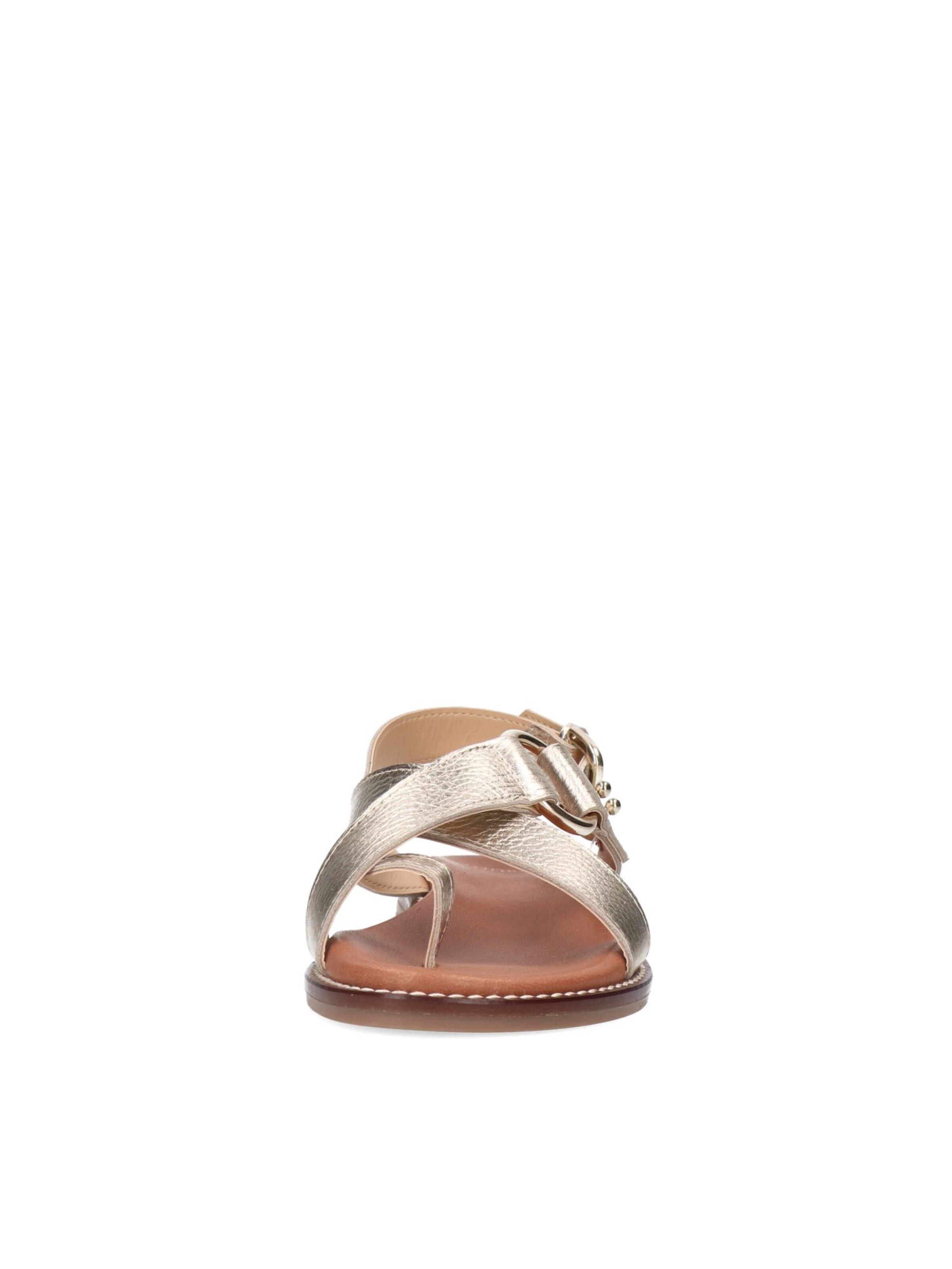 MANFIELD T-Bar Sandals in Gold