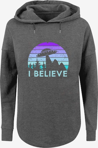 Sweat-shirt 'I Believe Ufo Alien Raumschiff Retro' F4NT4STIC en gris : devant