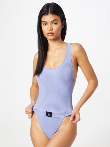 Calvin Klein Swimwear Bralette Swimsuit in Blue: front