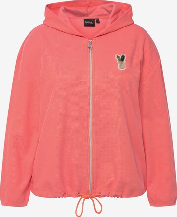 Ulla Popken Zip-Up Hoodie in Orange: front