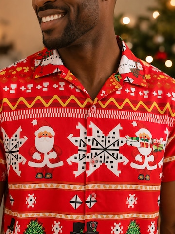 Regular fit Camicia 'Christmas Rows' di King Kameha in rosso