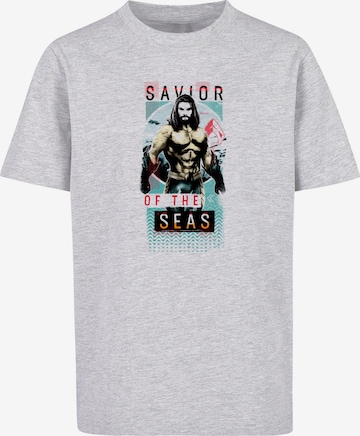 ABSOLUTE CULT Shirt 'Aquaman - Saviour Of The Seas' in Grey: front