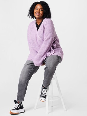 Zizzi Knit Cardigan 'Sabina' in Purple