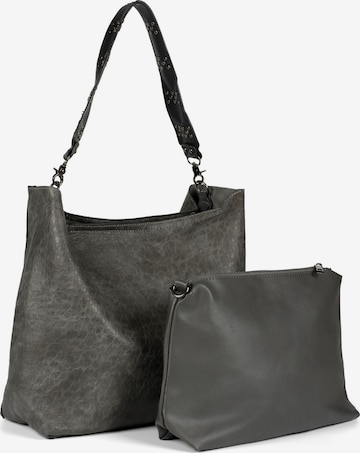 styleBREAKER Schultertasche '2 in 1 Schultertasche mit Nietengurt und Innentasche' in Grau: Vorderseite