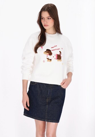 Sweat-shirt 'Pop' MYMO en blanc : devant