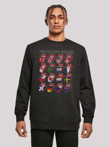 F4NT4STIC Sweatshirt 'The Rolling Stones Voodoo Lounge Tongues' in Zwart: voorkant