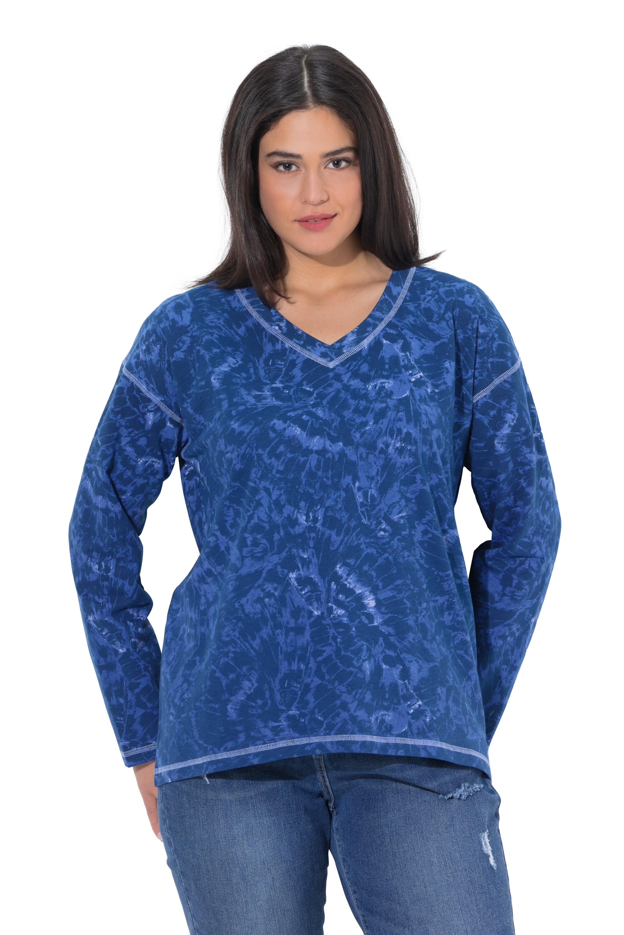 Ulla Popken Sweatshirt in Blauw: voorkant