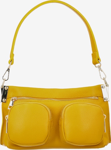 dzeltens faina Pleca soma: no priekšpuses