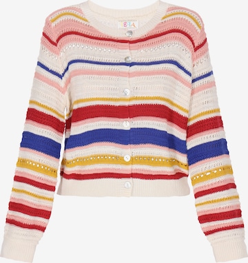 Geacă tricotată de la IZIA pe alb: față