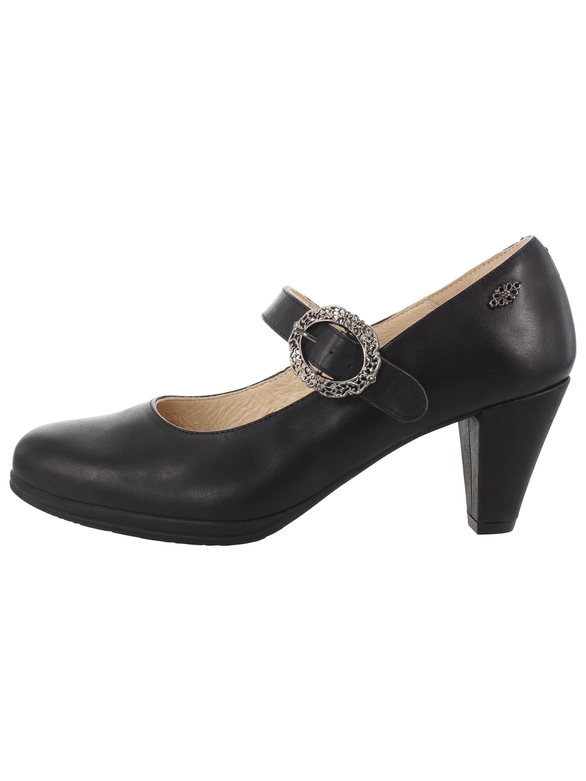 XAVER LUIS Schuhmanufaktur Pumps 'ROSI - Trachten Spangenpumps in Glattleder' in Black: front