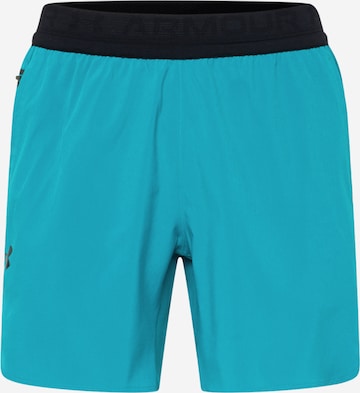 UNDER ARMOUR Workout Pants 'Peak' in Blue: front