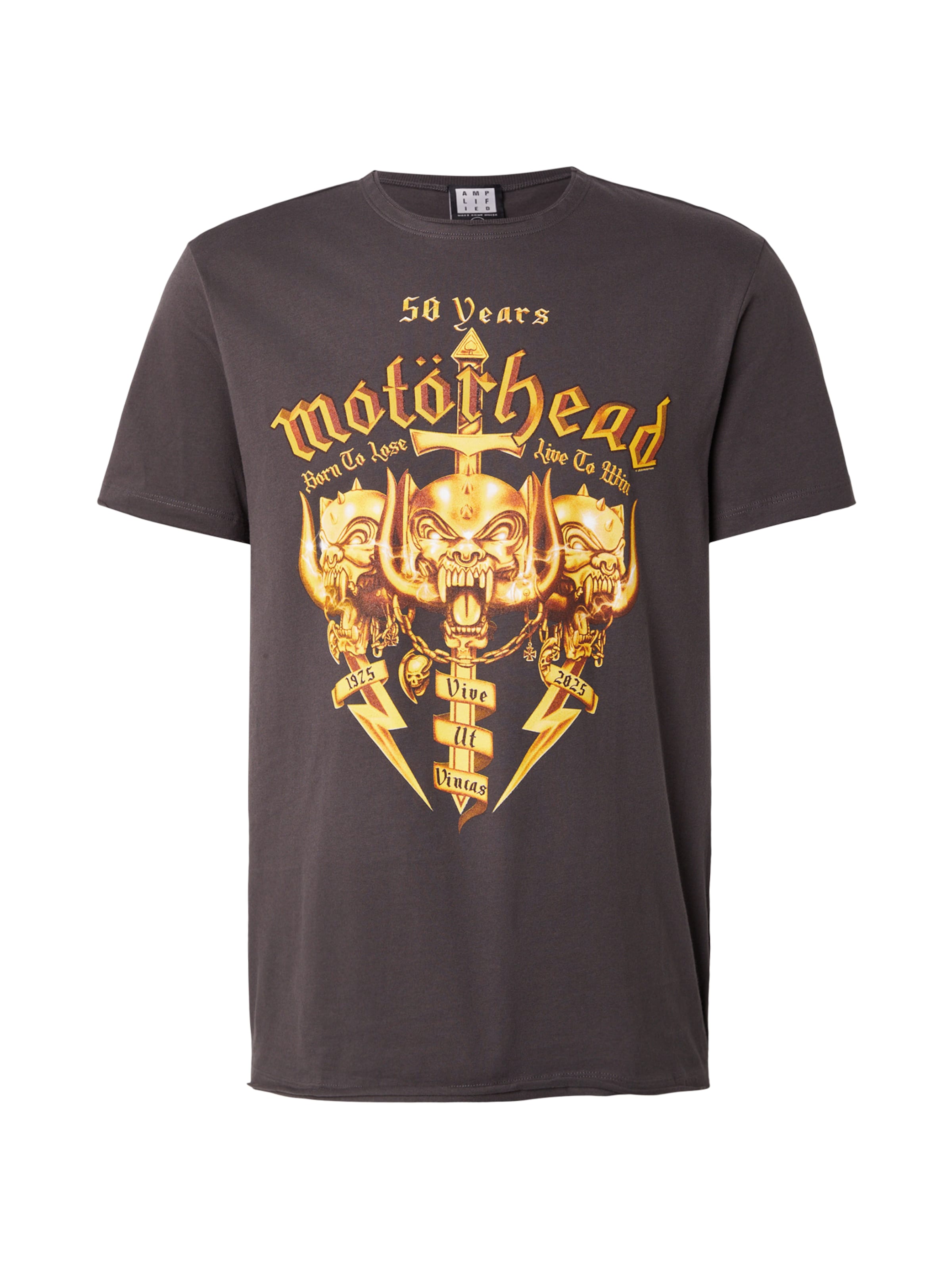 AMPLIFIED Shirt 'MOTORHEAD - GOLD CREST 50TH' in Grijs: voorkant
