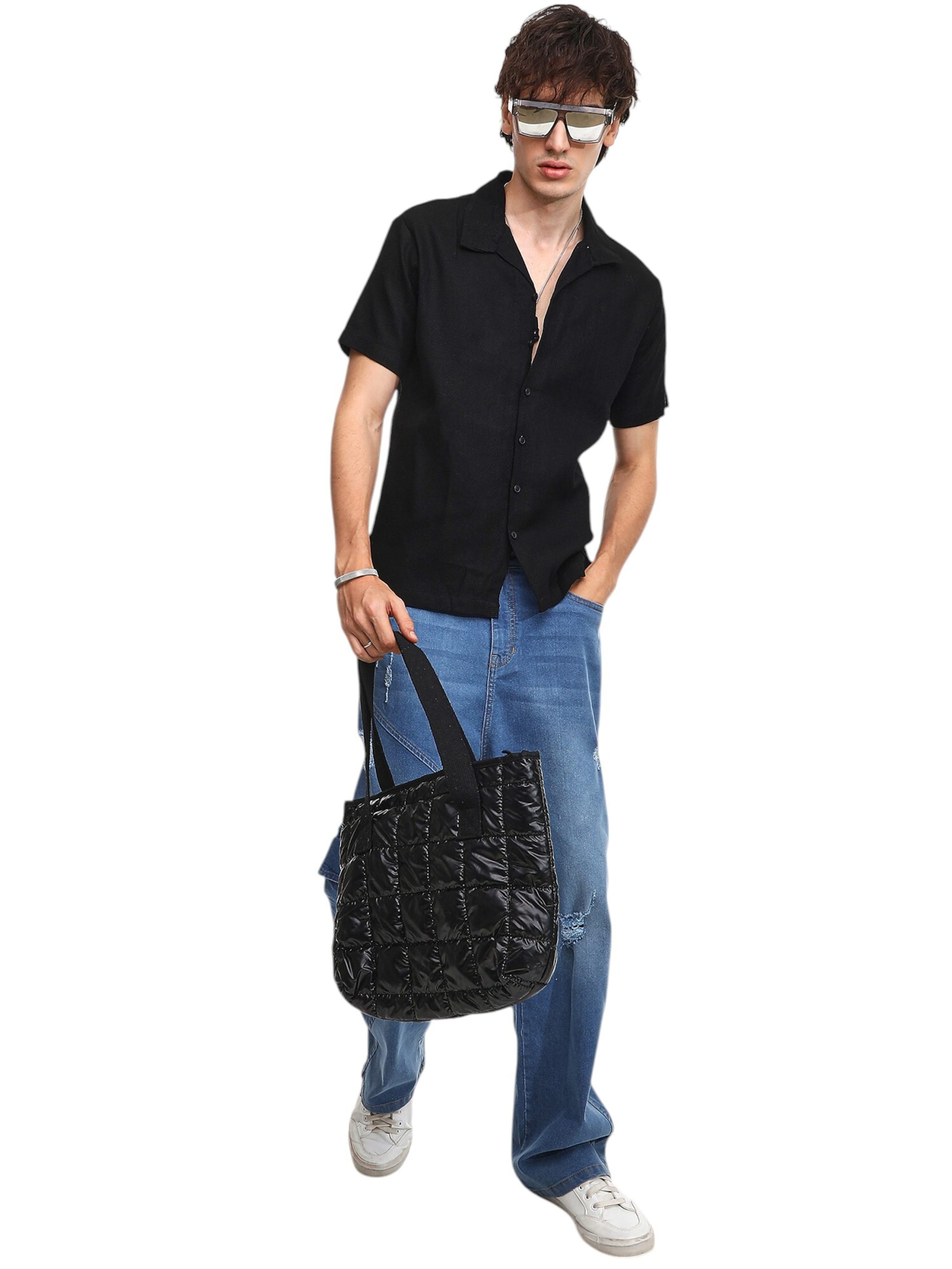 Campus Sutra Comfort Fit Košeľa 'Tempest' - Čierna