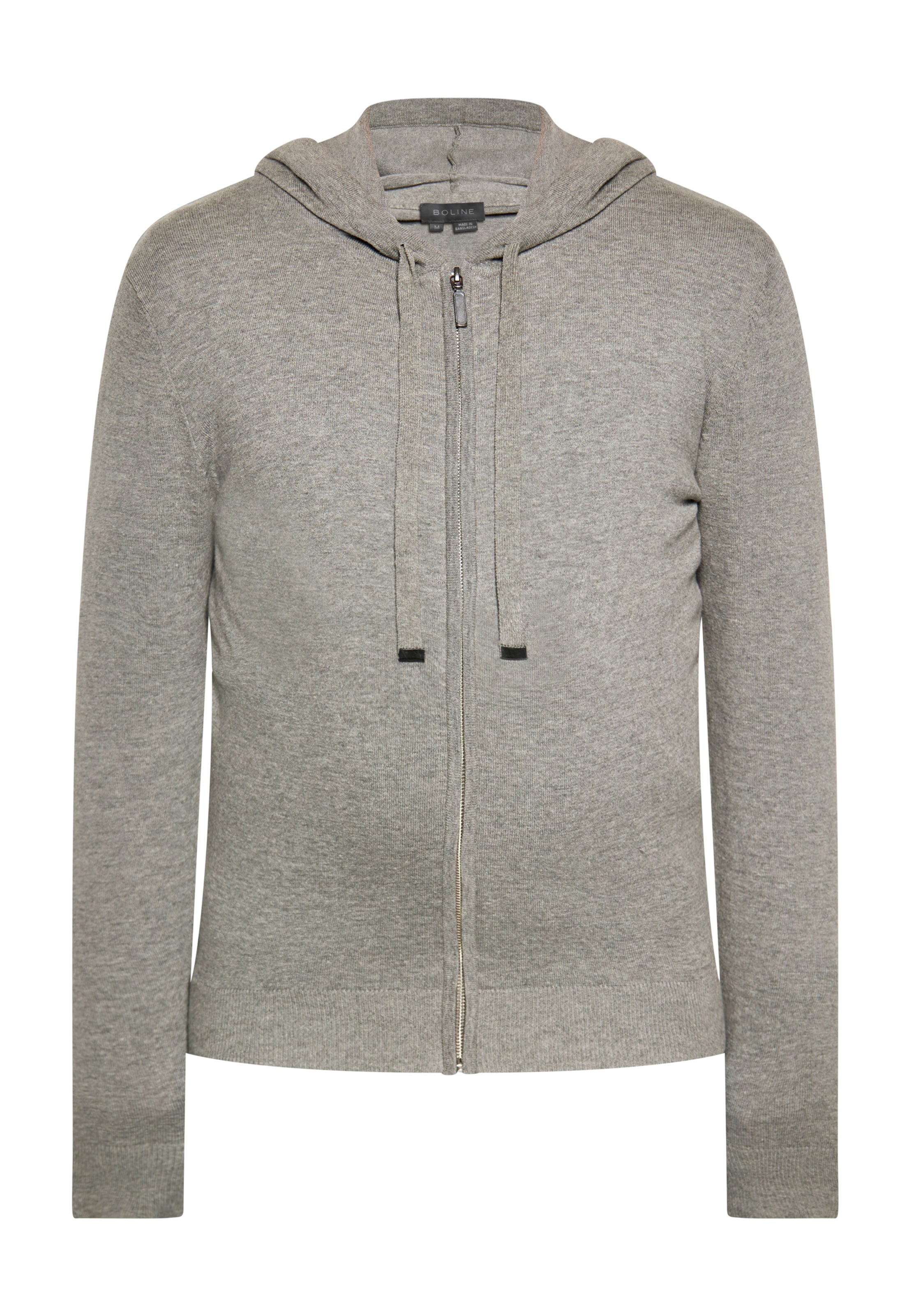 Geacă tricotată de la boline pe gri: față