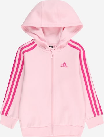 ADIDAS SPORTSWEAR - Casaco de treino em moletão 'Essentials 3-Stripes Zip ' em rosa: frente