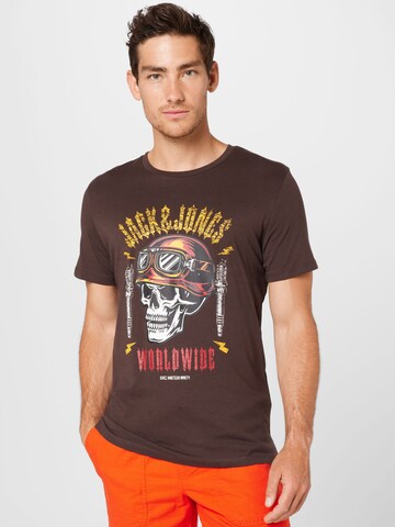 JACK & JONES Shirt 'Captain' in Bruin: voorkant