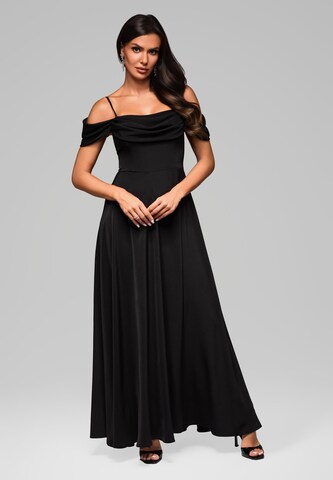 Ombre Evening Dress in Black: front
