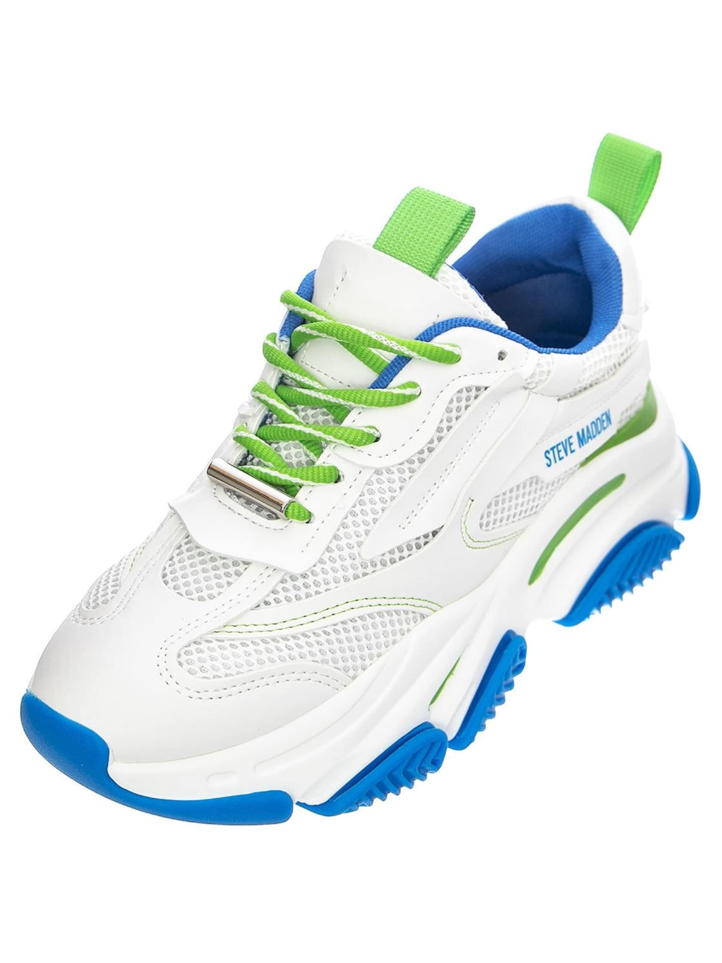 STEVE MADDEN Sportslig snøresko 'Womens Possession Green / Multi Shoes' i hvid: forside