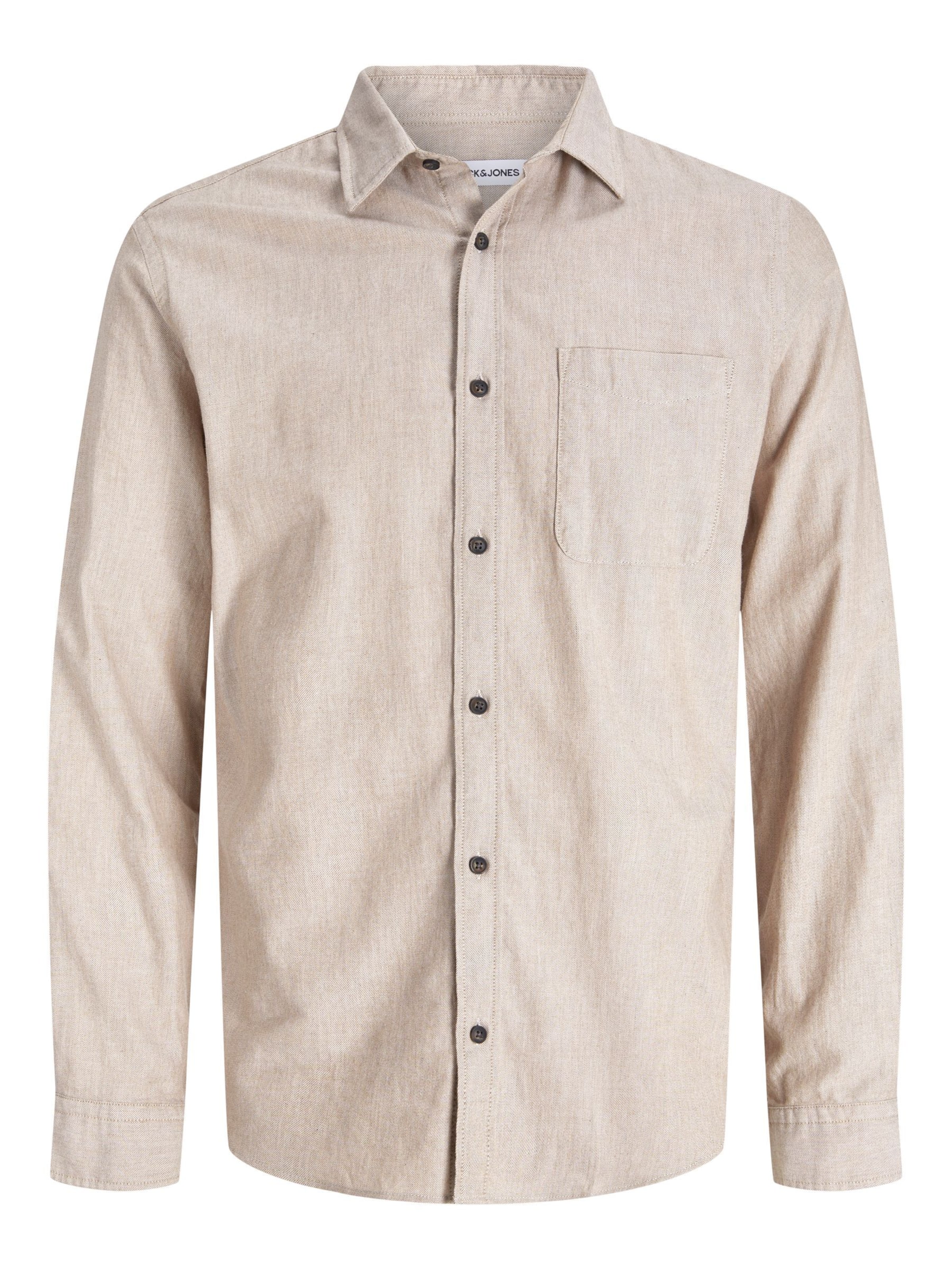 JACK & JONES Regular fit Button Up Shirt 'JJECLASSIC' in Beige: front