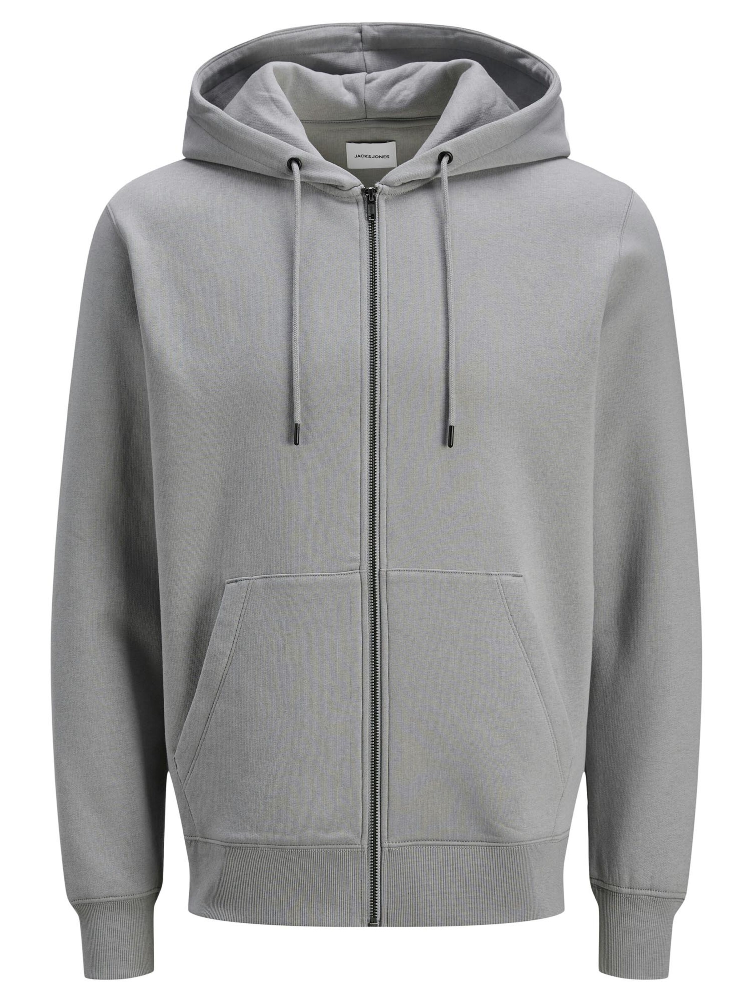 JACK & JONES Zip-Up Hoodie 'Star' in Grey: front