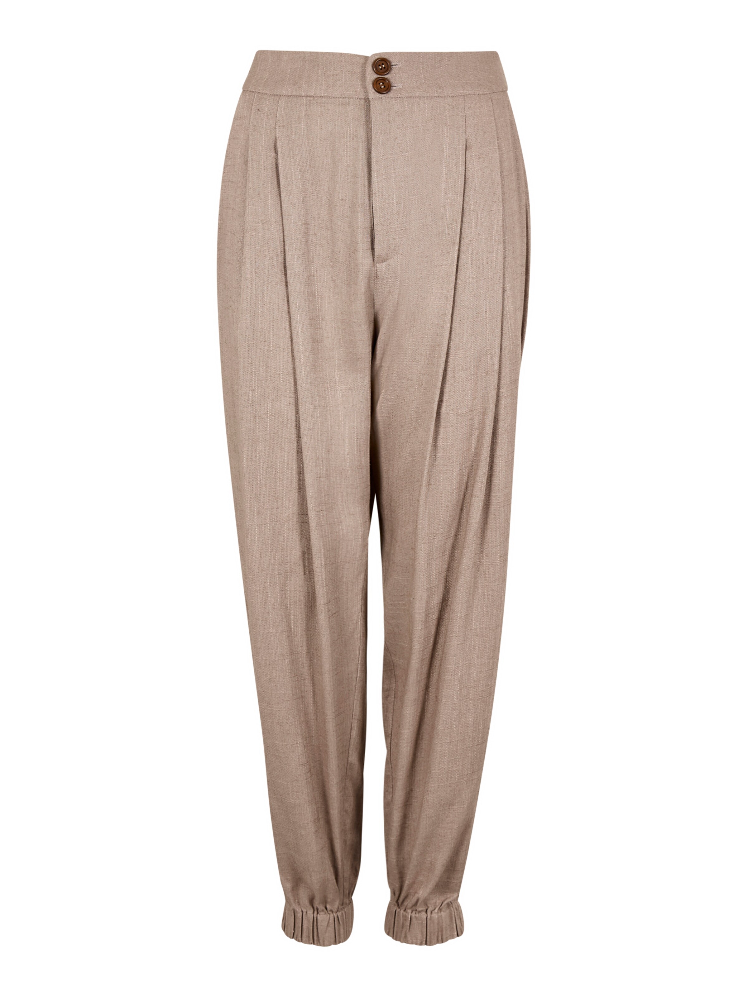 Apricot Regular Bandplooibroek in Bruin: voorkant